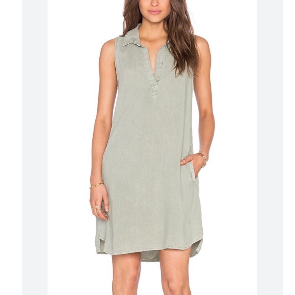 Bella Dahl Sleeveless Tencel Shift Dress Womens XS Sage Green Coastal